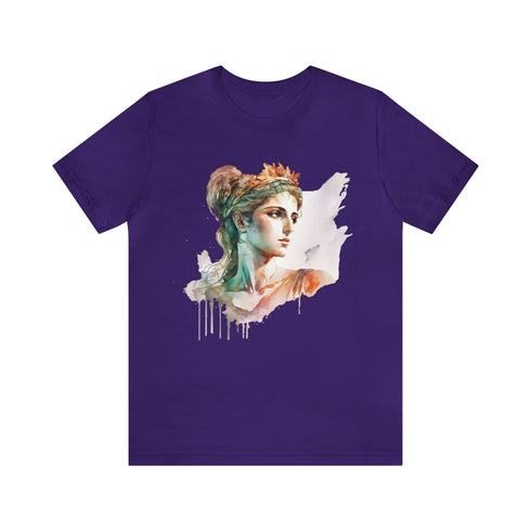 Greecian Goddess in Watercolor - Short Sleeve Tee Team Purple